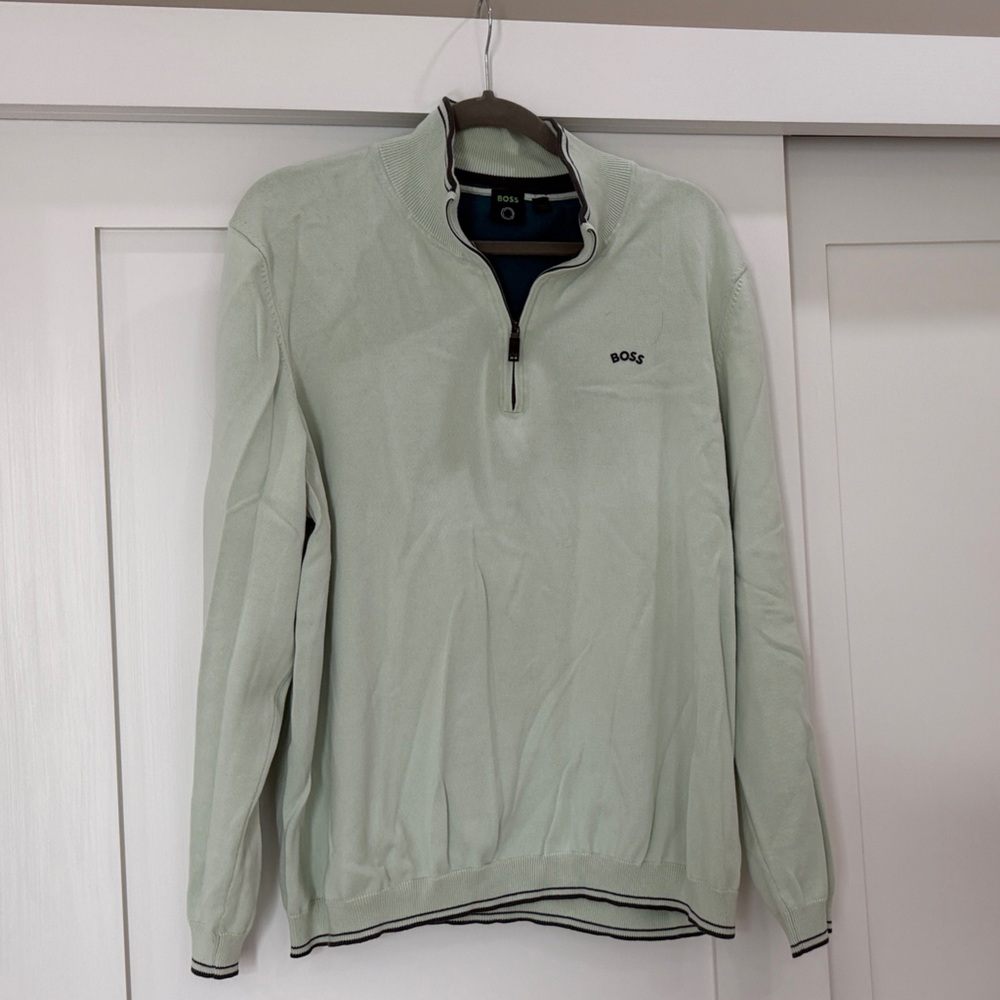Hugo Boss Light Green Quarter-Zip Jacket